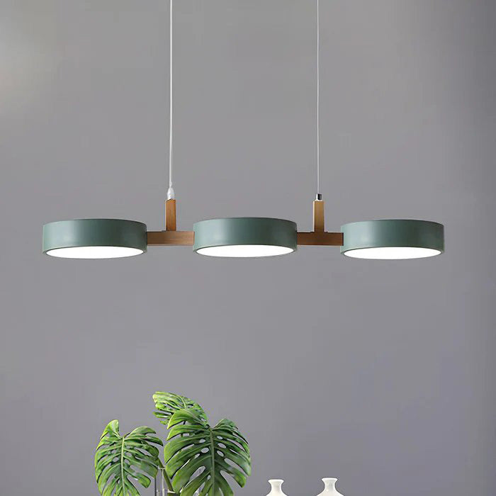 Nordura Suspension – Design cylindrique scandinave avec plusieurs points lumineux LED et accents en bois