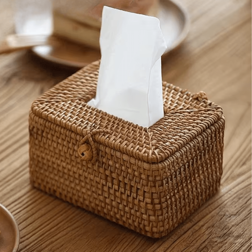 DECORATT – Tissuehouder van gevlochten rotan met een handgemaakte uitstraling en functionele stijl 1
