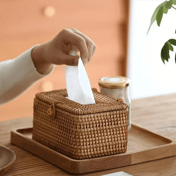 DECORATT – Tissuehouder van gevlochten rotan met een handgemaakte uitstraling en functionele stijl 2