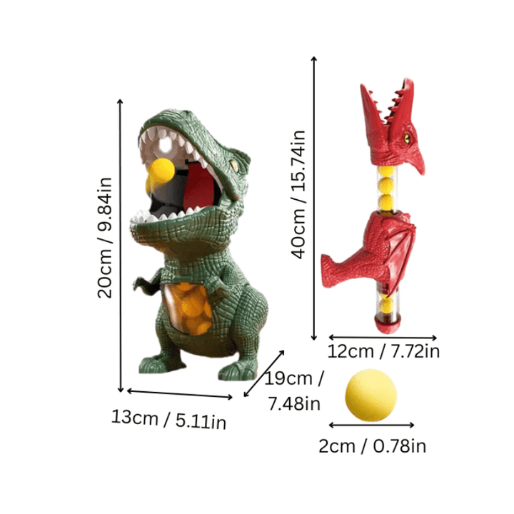 DINOPOP BLASTER – Dinosaur shooting game for children with soft foam balls &amp; target board Bolendo