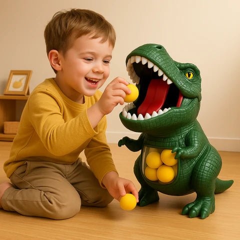 DINOPOP BLASTER – Dinosaur shooting game for children with soft foam balls &amp; target board Bolendo