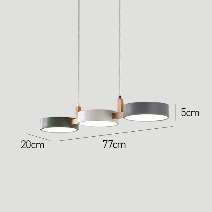 Nordura Suspension – Design cylindrique scandinave avec plusieurs points lumineux LED et accents en bois