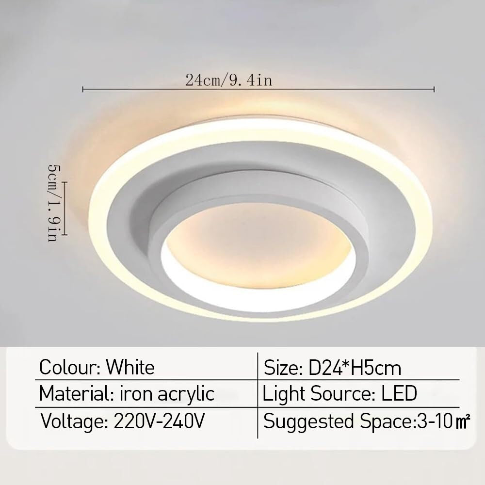 Eldaro Lámpara de techo – Lámpara de techo LED redonda de metal y acrílico con diseño moderno minimalista