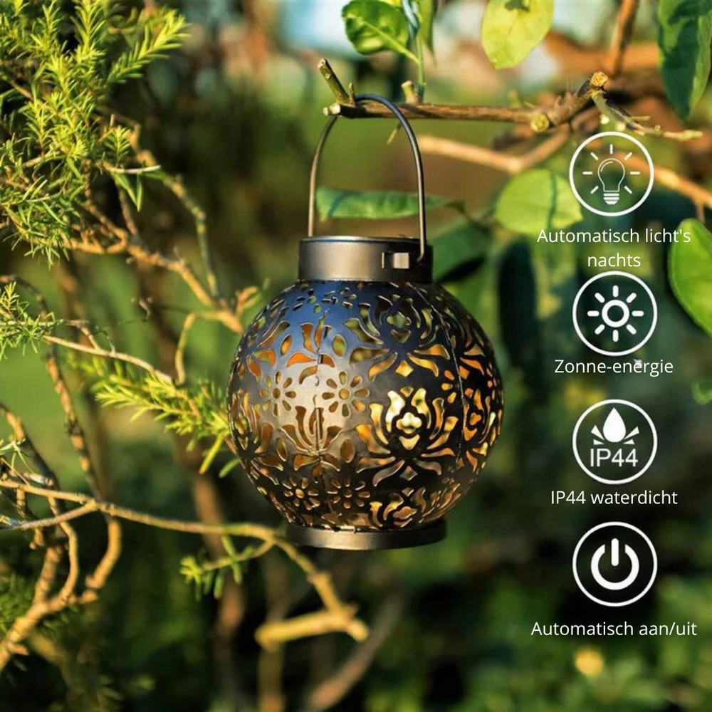 Solira – Zonnelantaarn Sterrenpatroon LED & Waterdicht – Tuin & Buiten VestraGear