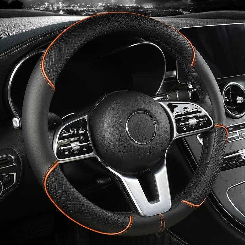 CARLUX – Premium steering wheel cover made of artificial leather with diamond pattern Vestragear