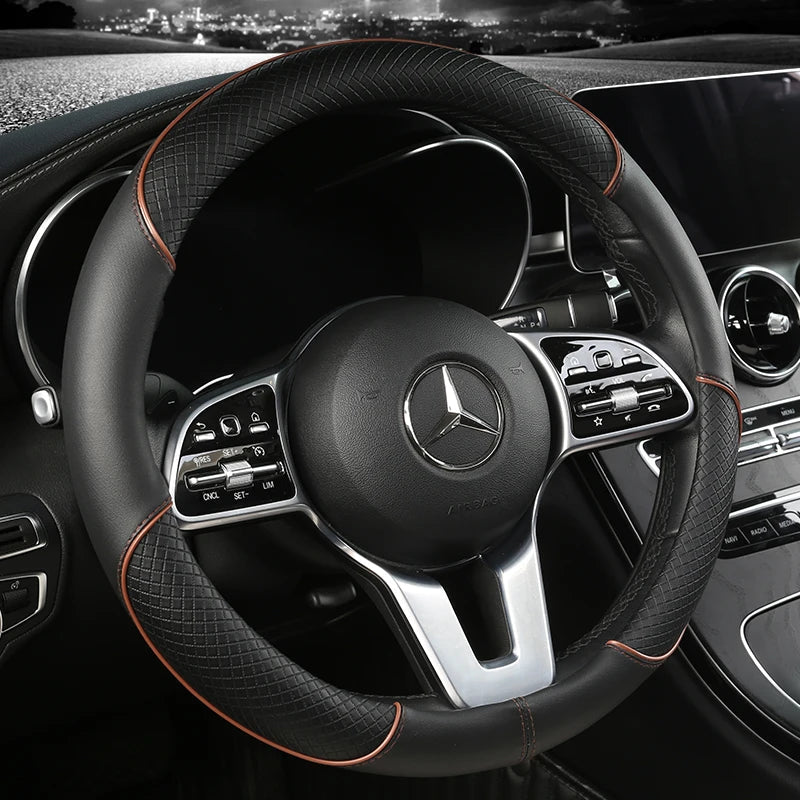 CARLUX – Premium steering wheel cover made of artificial leather with diamond pattern Vestragear