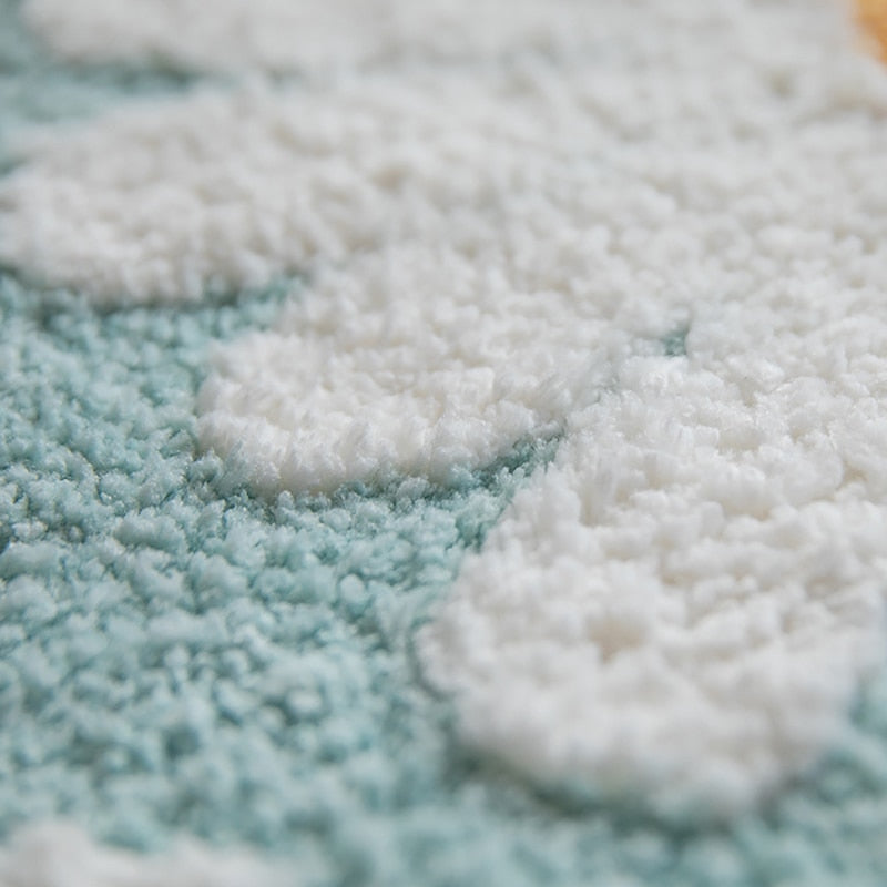 Floriva Alfombrilla de baño – Ovalada de poliéster con diseño de flores, suave y antideslizante