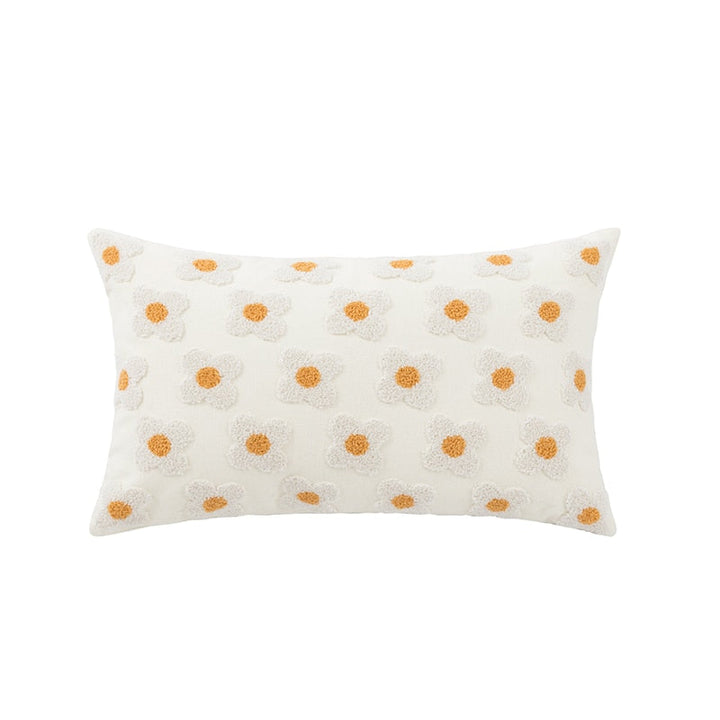 Floriva Daisy Funda de Cojín – Algodón Bordado con Motivo Floral en Varios Colores