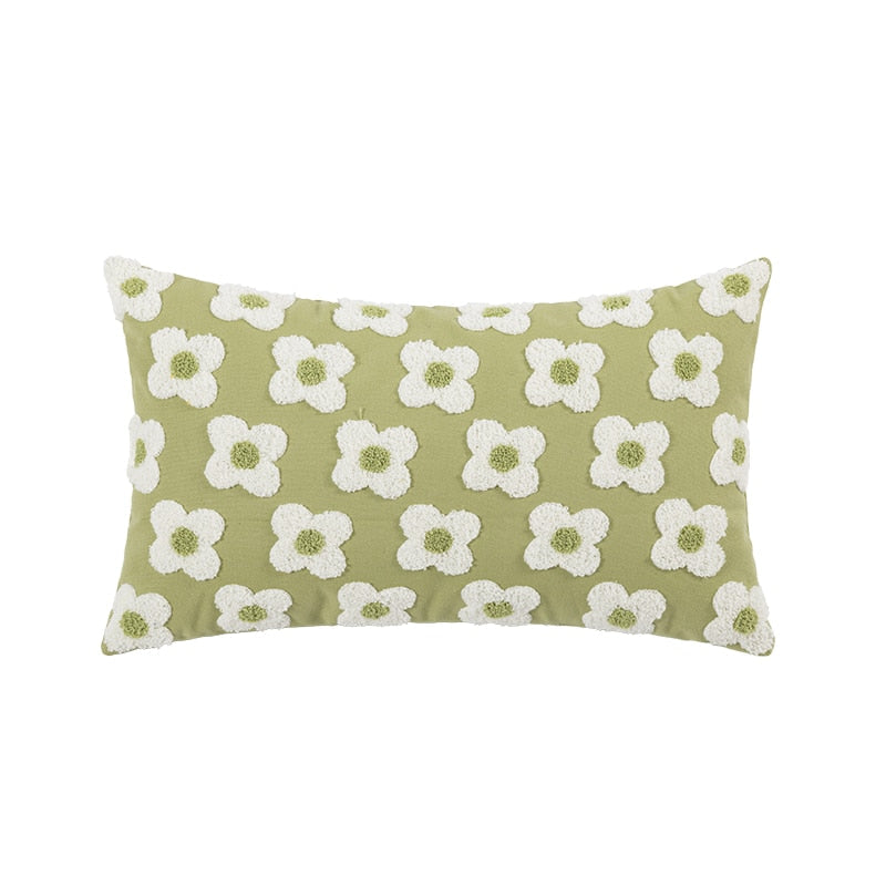 Floriva Daisy Funda de Cojín – Algodón Bordado con Motivo Floral en Varios Colores