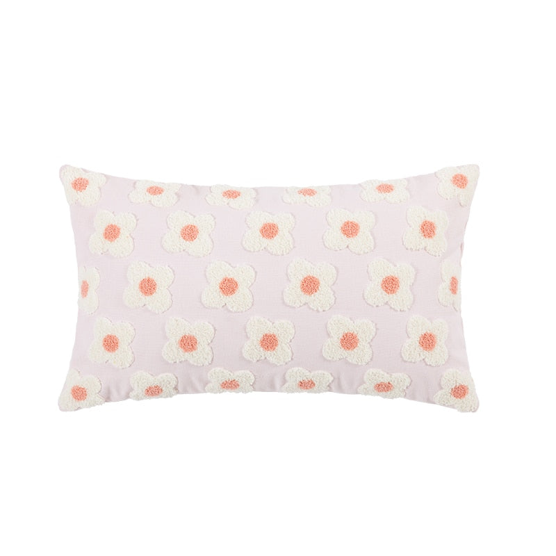 Floriva Daisy Funda de Cojín – Algodón Bordado con Motivo Floral en Varios Colores