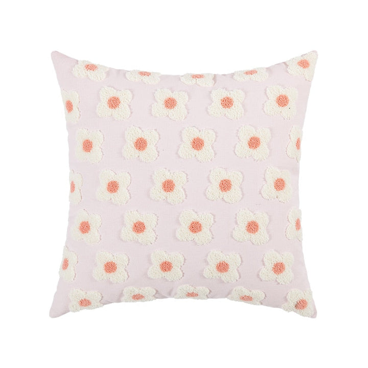 Floriva Daisy Funda de Cojín – Algodón Bordado con Motivo Floral en Varios Colores