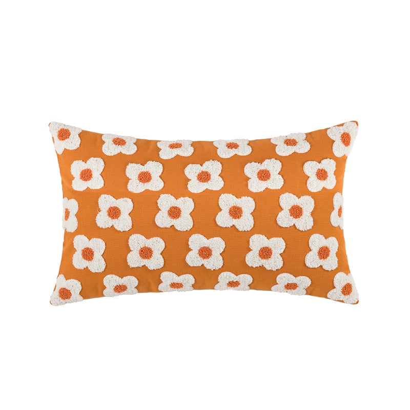 Floriva Daisy Funda de Cojín – Algodón Bordado con Motivo Floral en Varios Colores