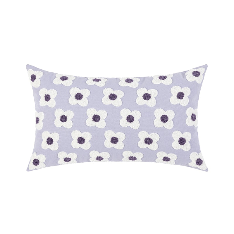 Floriva Daisy Funda de Cojín – Algodón Bordado con Motivo Floral en Varios Colores