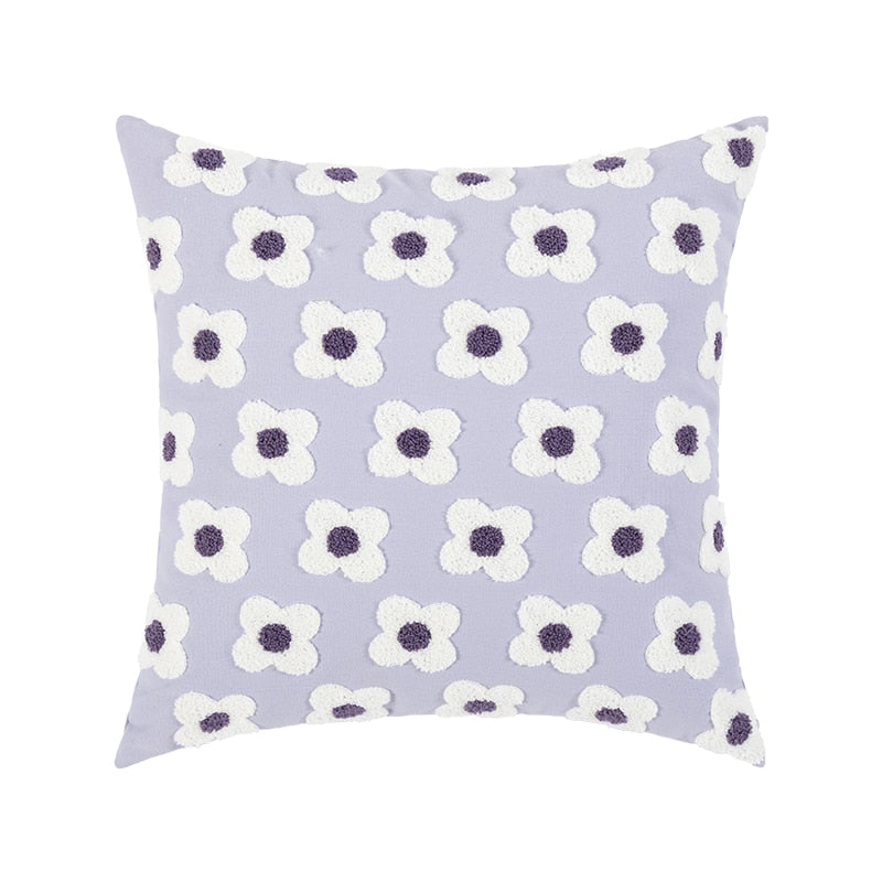 Floriva Daisy Funda de Cojín – Algodón Bordado con Motivo Floral en Varios Colores