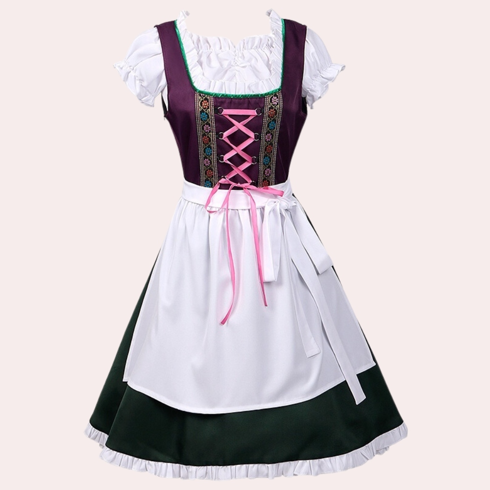 BergRomance – Dirndl de algodón para damas en lila – Elegante y festivo