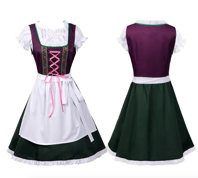 BergRomance – Dirndl de algodón para damas en lila – Elegante y festivo
