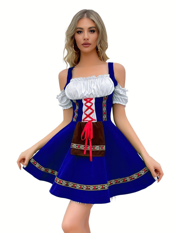 AlpenSchön – Schoudervrij Katoenen Dirndl – Elegant &amp; Comfortabel voor Feest