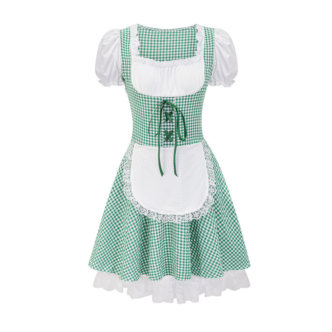 AlpenLiebe – Dirndl sin hombros de algodón con cuadros – Elegante y festivo