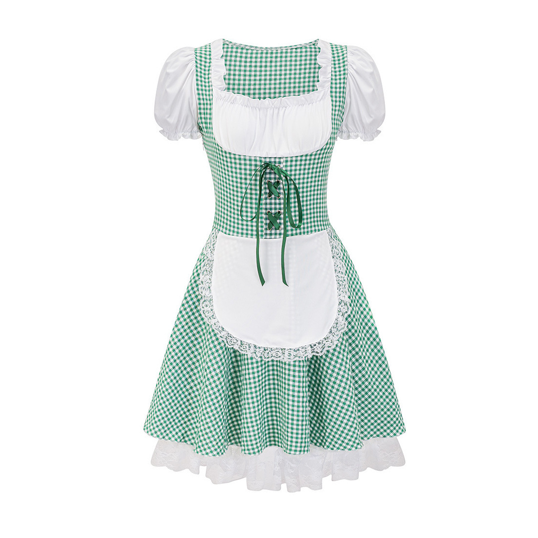 AlpenLiebe – Dirndl sense espatlles de cotó amb quadres – Elegant i festiu