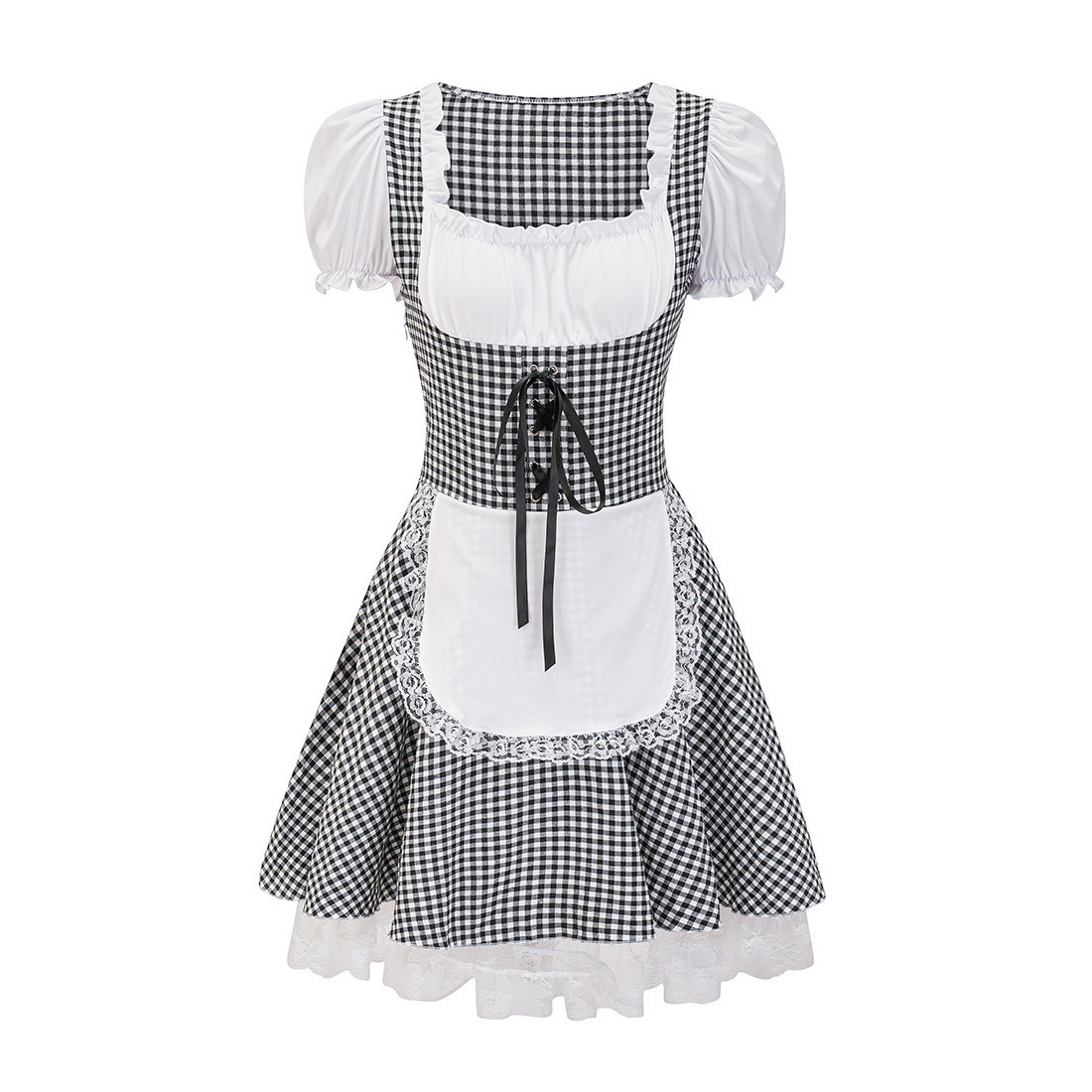 AlpenLiebe – Dirndl sense espatlles de cotó amb quadres – Elegant i festiu