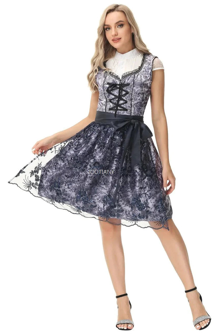 TrachtenHerz – Dirndl de algodón para mujer, ajustado y tradicional