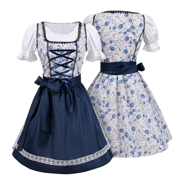 AlpenLiebe – Dirndl midi en coton avec tablier – Élégant &amp; traditionnel