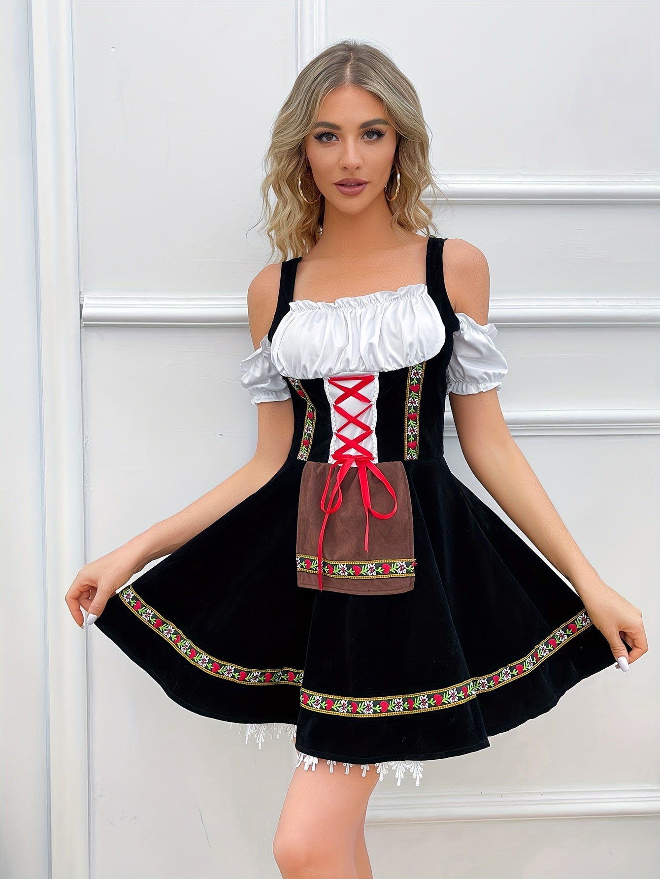 AlpenZauber – Dirndl de dona sense espatlles amb faldilla ampla – Per a festes i Wiesn