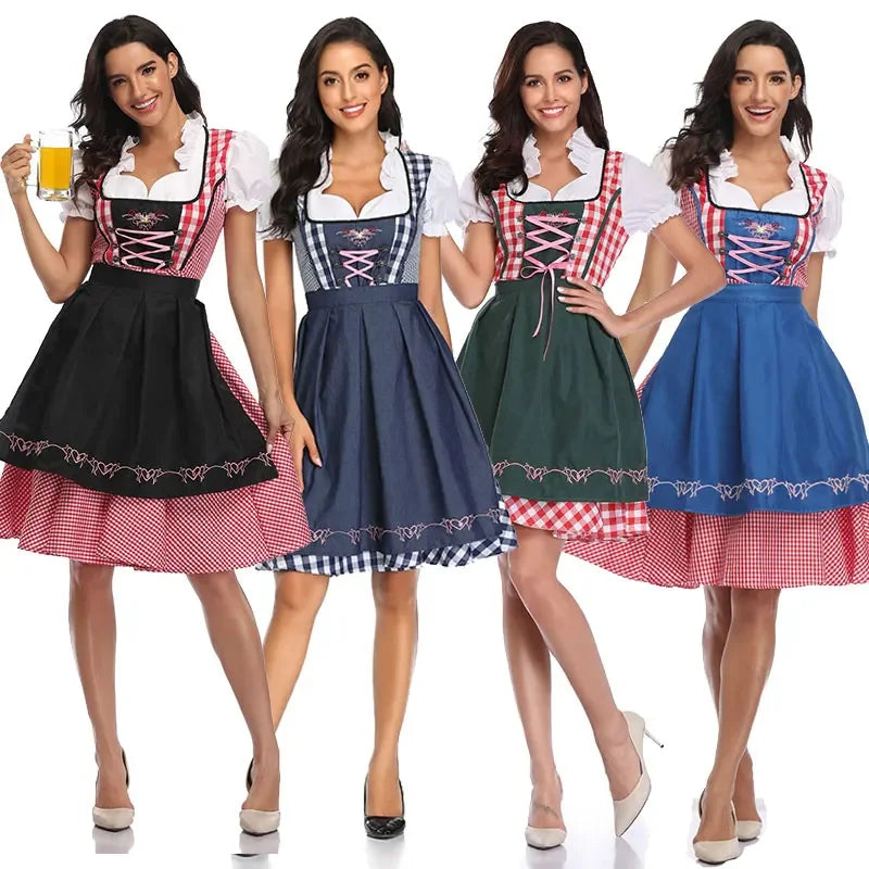 AlpenMoment – Dirndl pour femmes en coton avec tablier – Oktoberfest & fête