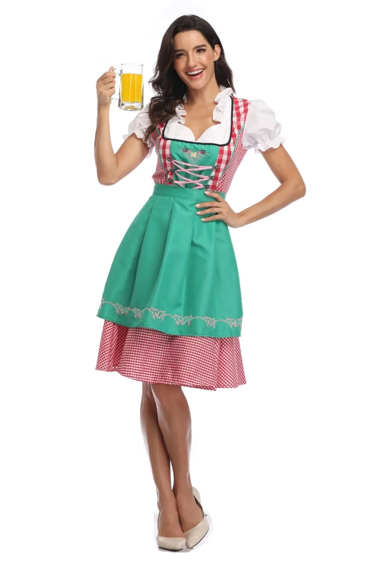 AlpenMoment – Dirndl pour femmes en coton avec tablier – Oktoberfest & fête