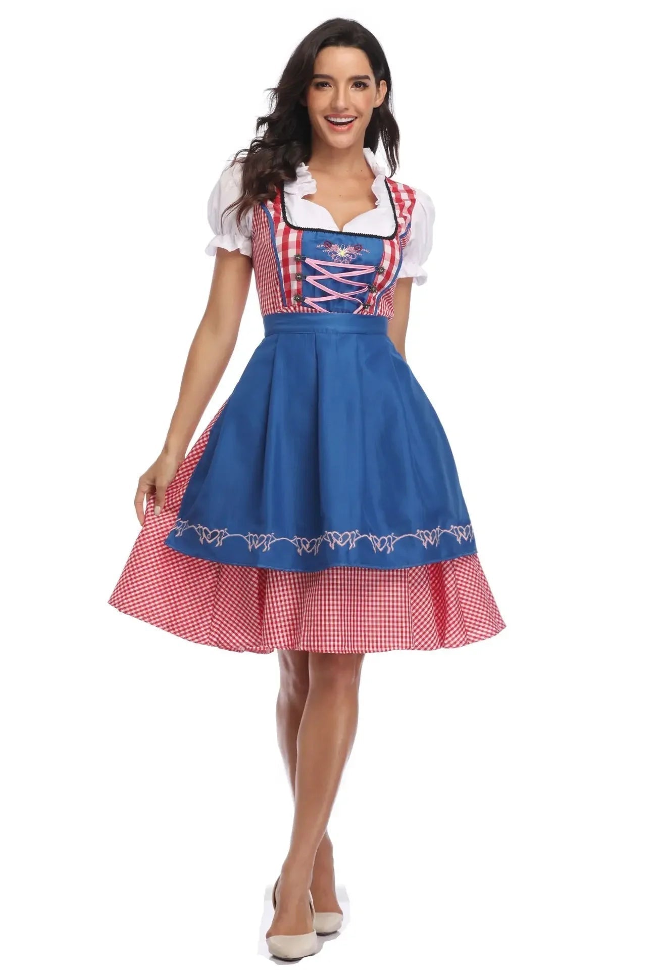 AlpenMoment – Dirndl pour femmes en coton avec tablier – Oktoberfest & fête