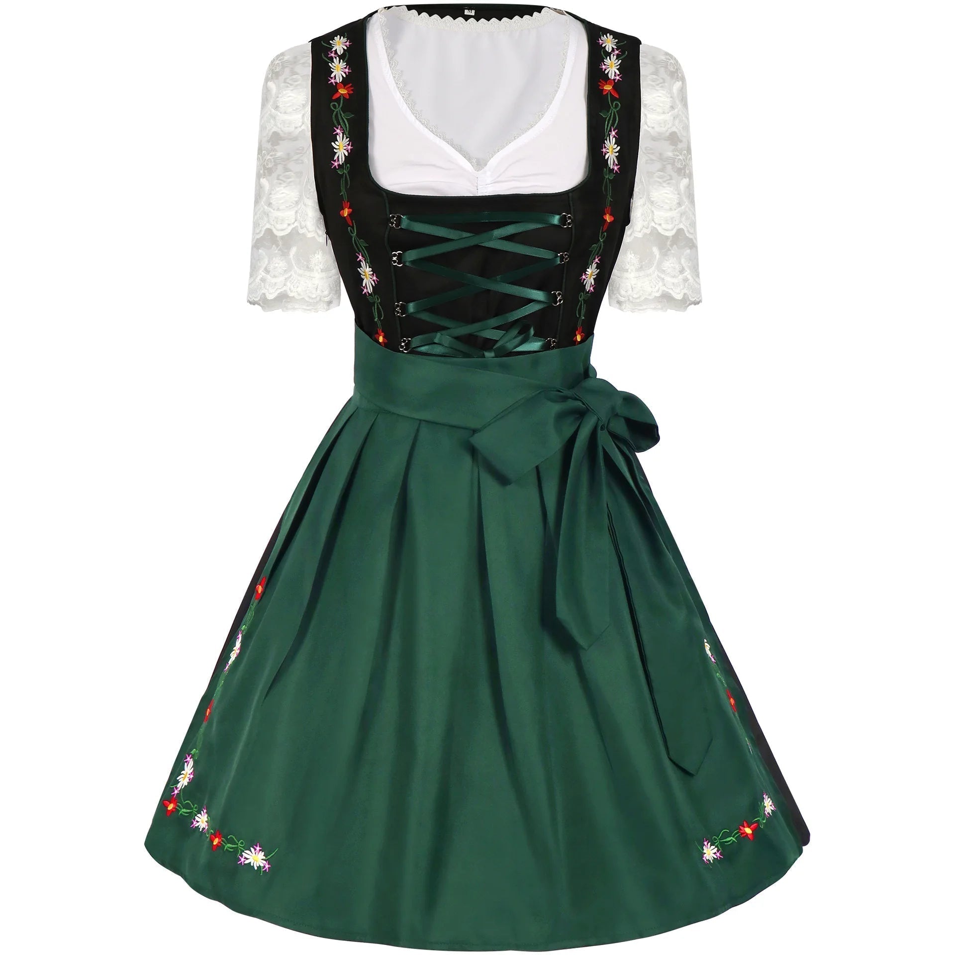 AlpenGruß – Dirndl traditionnel pour dames vert/noir – Oktoberfest élégant
