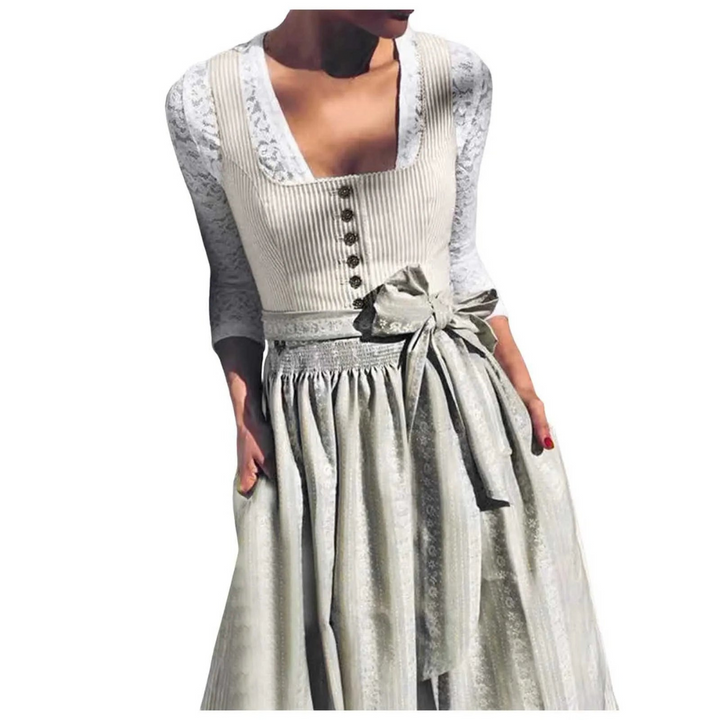AlpenGrace – Dirndl para mujer con mangas ¾ y escote cuadrado – Tradicional y elegante