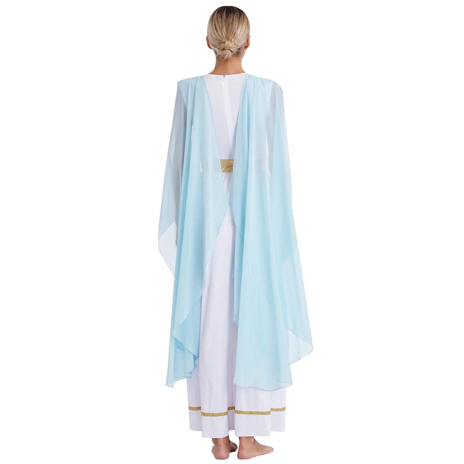Dames Jurk - Griekse Toga met Chiffon Mouwen en Gouden Accenten voor Cosplay en Feestjes 1