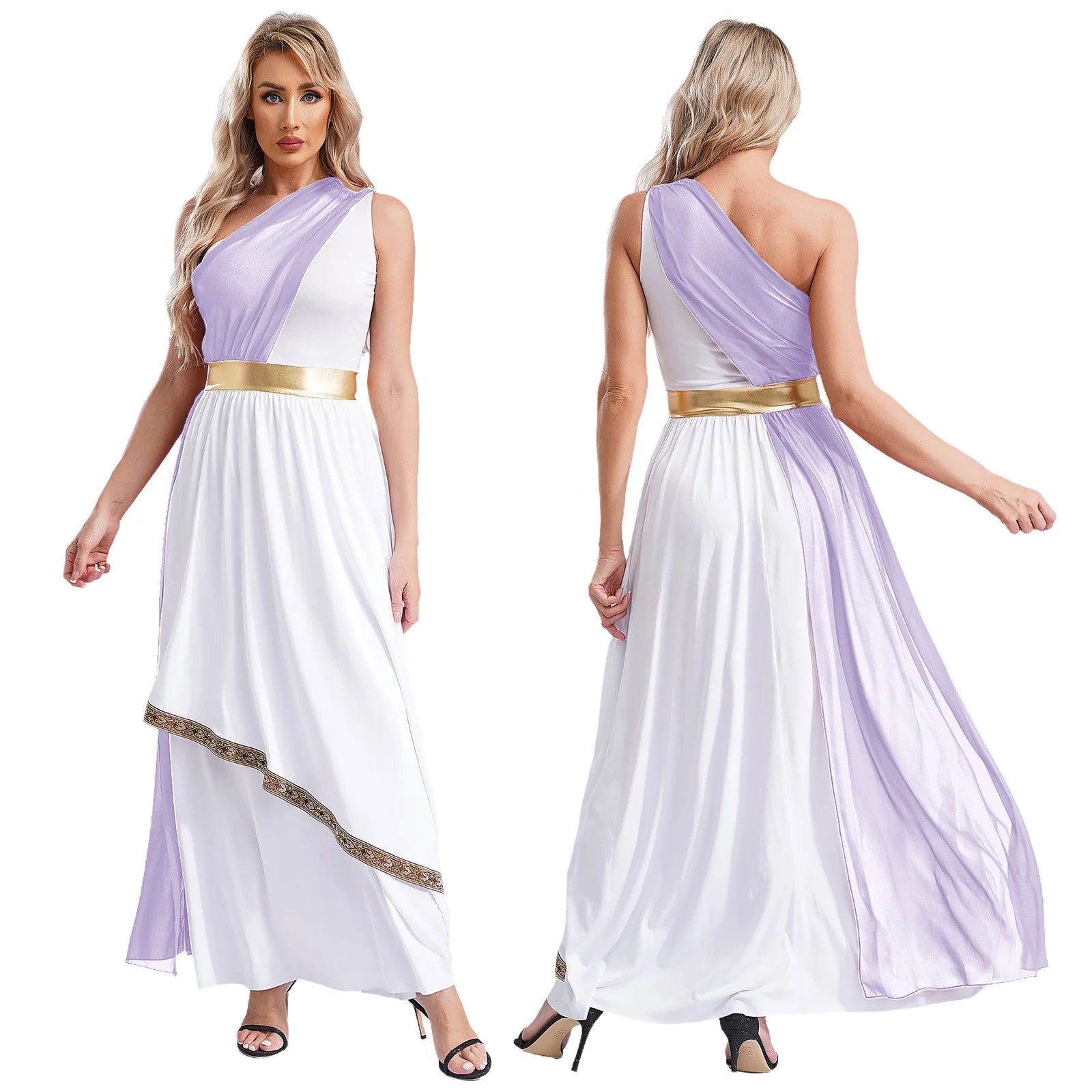 Dames Jurk - Griekse Toga met Chiffon Mouwen en Gouden Accenten voor Cosplay en Feestjes 16