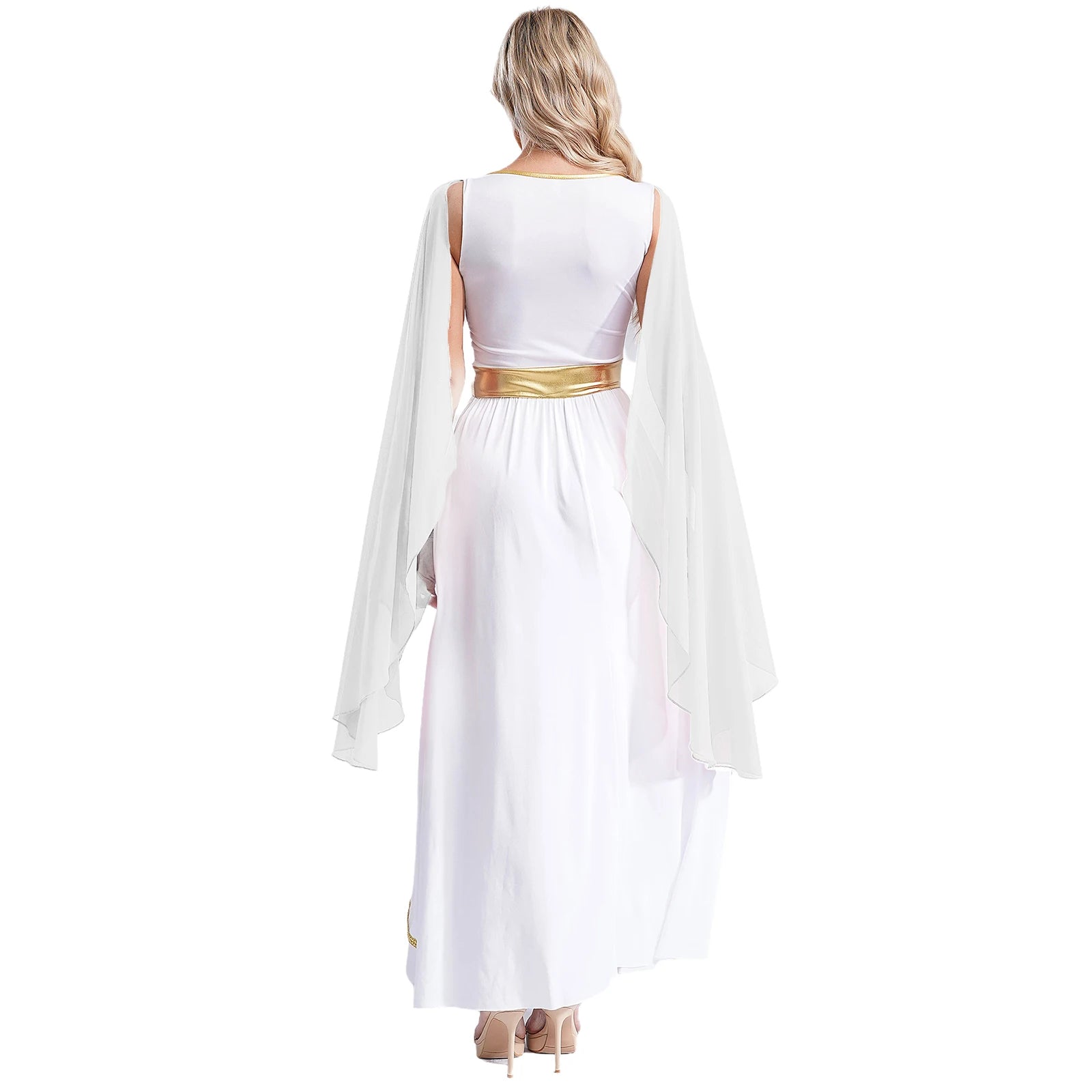 Dames Jurk Mouwloos met V-hals en Gouden Accenten voor Cosplay en Feest 1