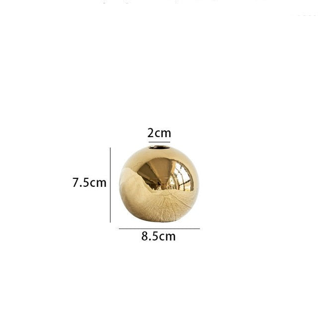 DazzleSphere | Elegante goud vergulde keramische bolvaas 4