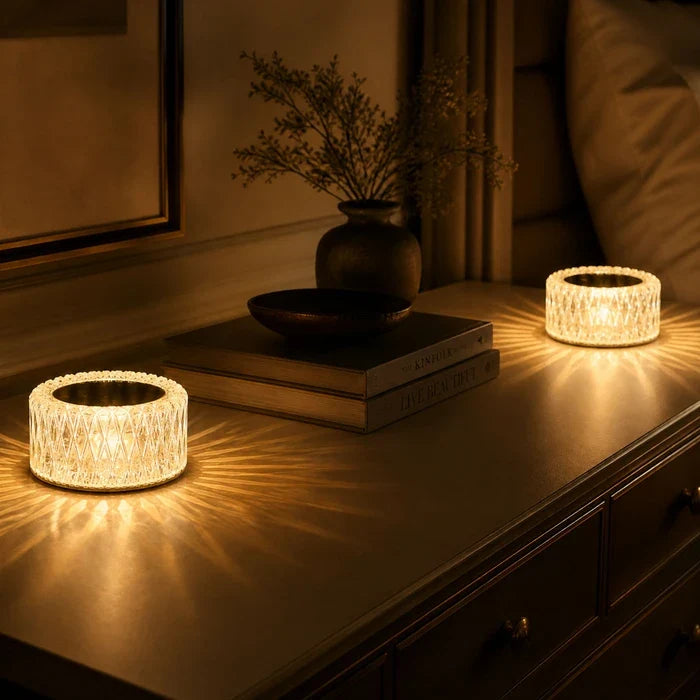 Crystal Diamond Table Lamp – Faceted Accent Light with Three Light Modes Tevako