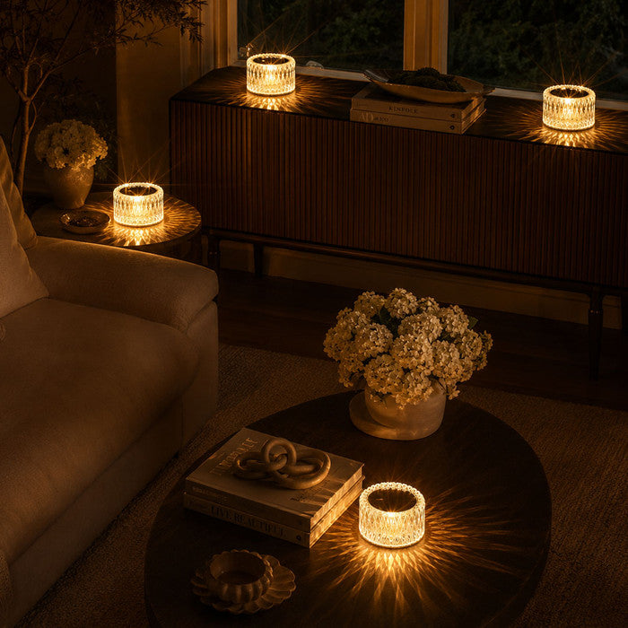 Crystal Diamond Table Lamp – Faceted Accent Light with Three Light Modes Tevako