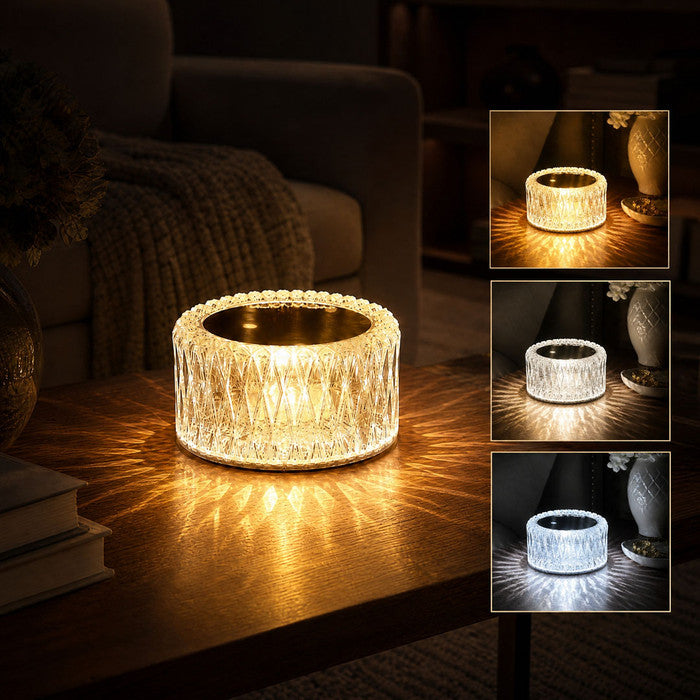 Crystal Diamond Table Lamp – Faceted Accent Light with Three Light Modes Tevako