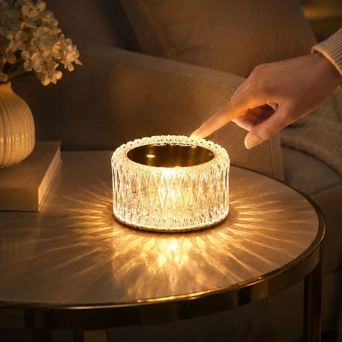 Crystal Diamond Table Lamp – Faceted Accent Light with Three Light Modes Tevako