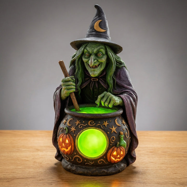Decoratielamp Heks Ketel Halloween LED Neon Groen USB Resin 15cm Woonkamer Tafeldecoratie Sfeerverlichting Feest Cadeau | Sansoti 3