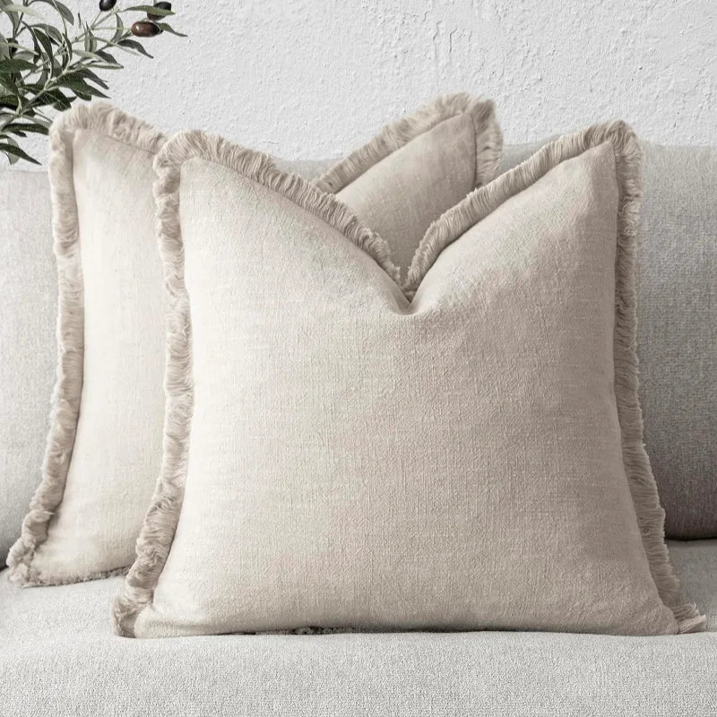 Decoratieve Katoen Linnen Kussenslopen Luxe Woonaccessoire Set van 2 6