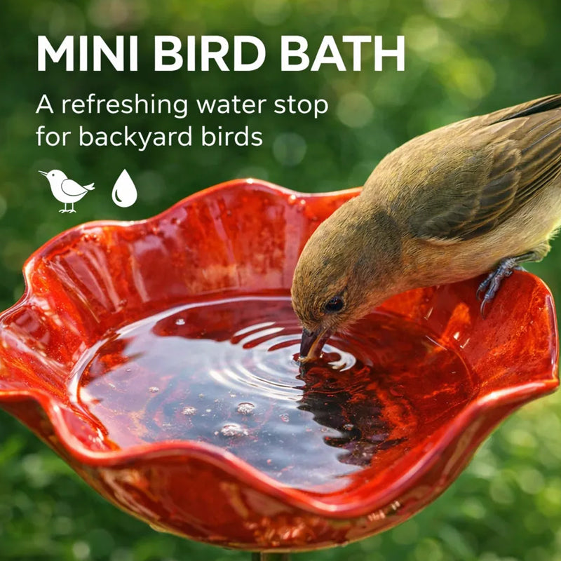 Decoratieve Metalen Tuinsteker met Vogelbad 60cm – Bloemvormig Waterstation voor Vogels en Insecten in 7 Kleuren | Sansoti 1