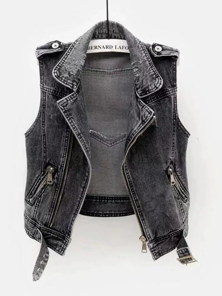 Denim Spijker Bodywarmer Dames 0