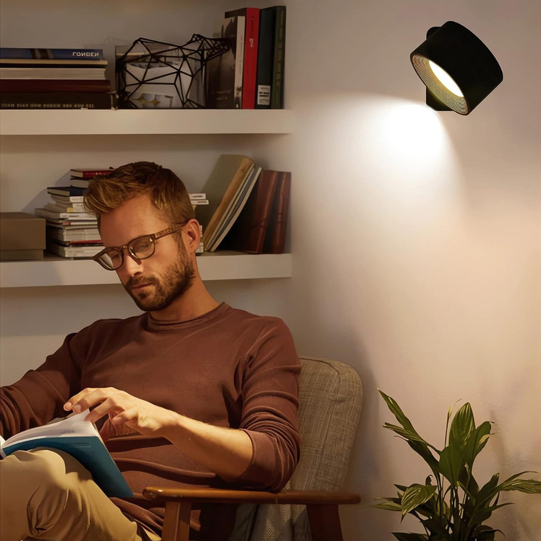 LumaSphere Draadloze Wandlamp – USB-Oplaadbaar, 360° Draaibaar &amp; Touch Bediening LED Verlichting