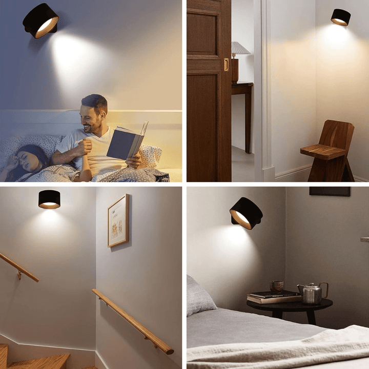 LumaSphere Draadloze Wandlamp – USB-Oplaadbaar, 360° Draaibaar &amp; Touch Bediening LED Verlichting