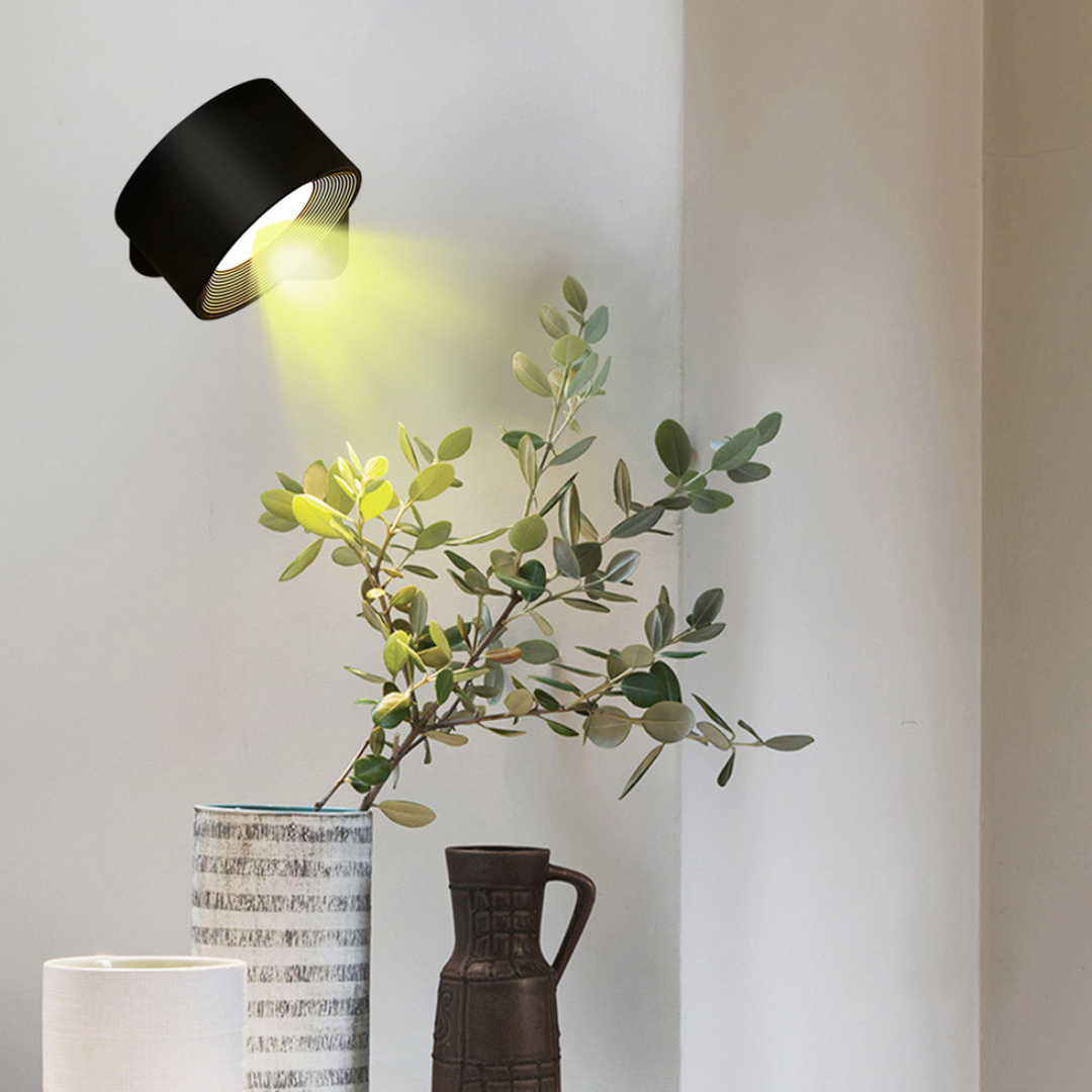 LumaSphere Draadloze Wandlamp – USB-Oplaadbaar, 360° Draaibaar &amp; Touch Bediening LED Verlichting