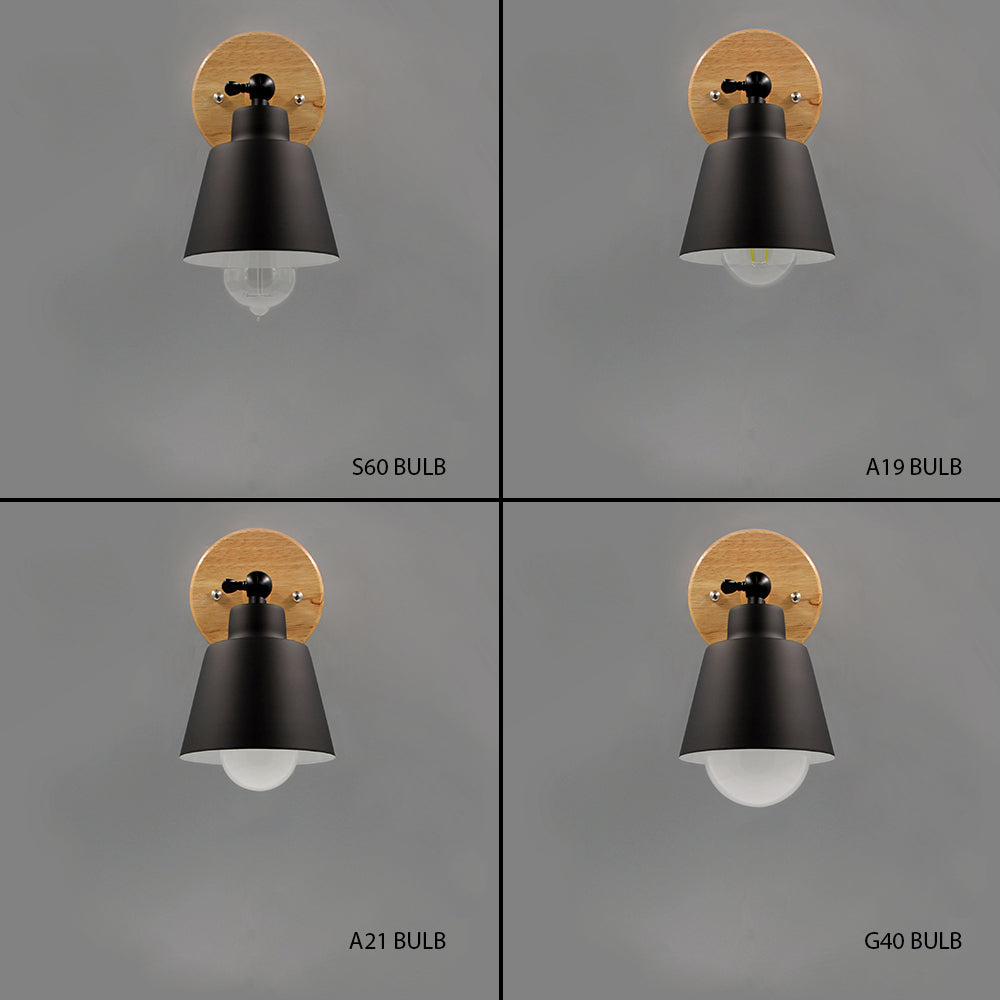 Lámpara de pared Aurenza Devon – Pantalla metálica con acento de madera y brazo ajustable