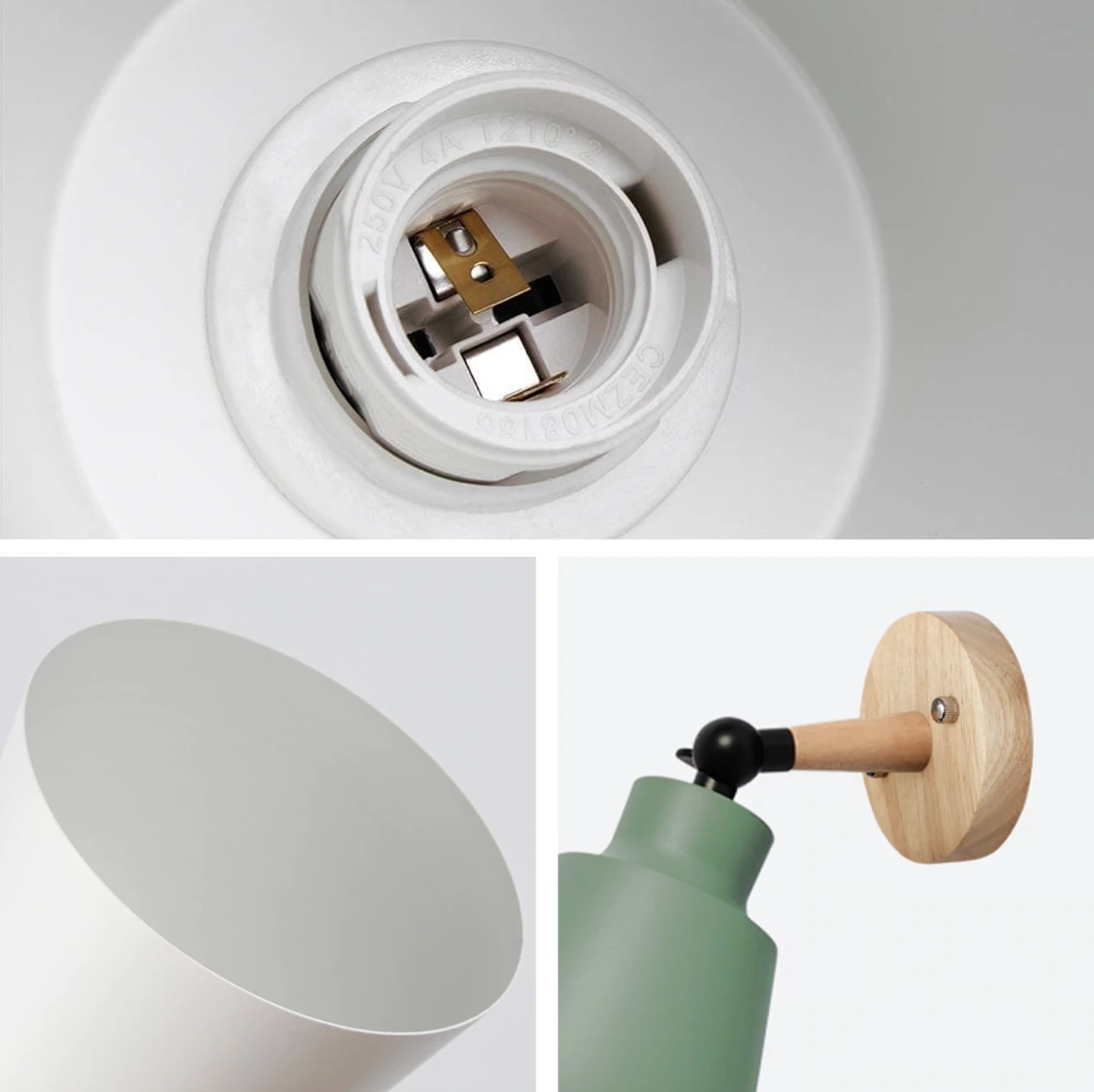 Aurenza Devon Wandlamp – Metalen Kap met Houten Accent en Verstelbare Arm