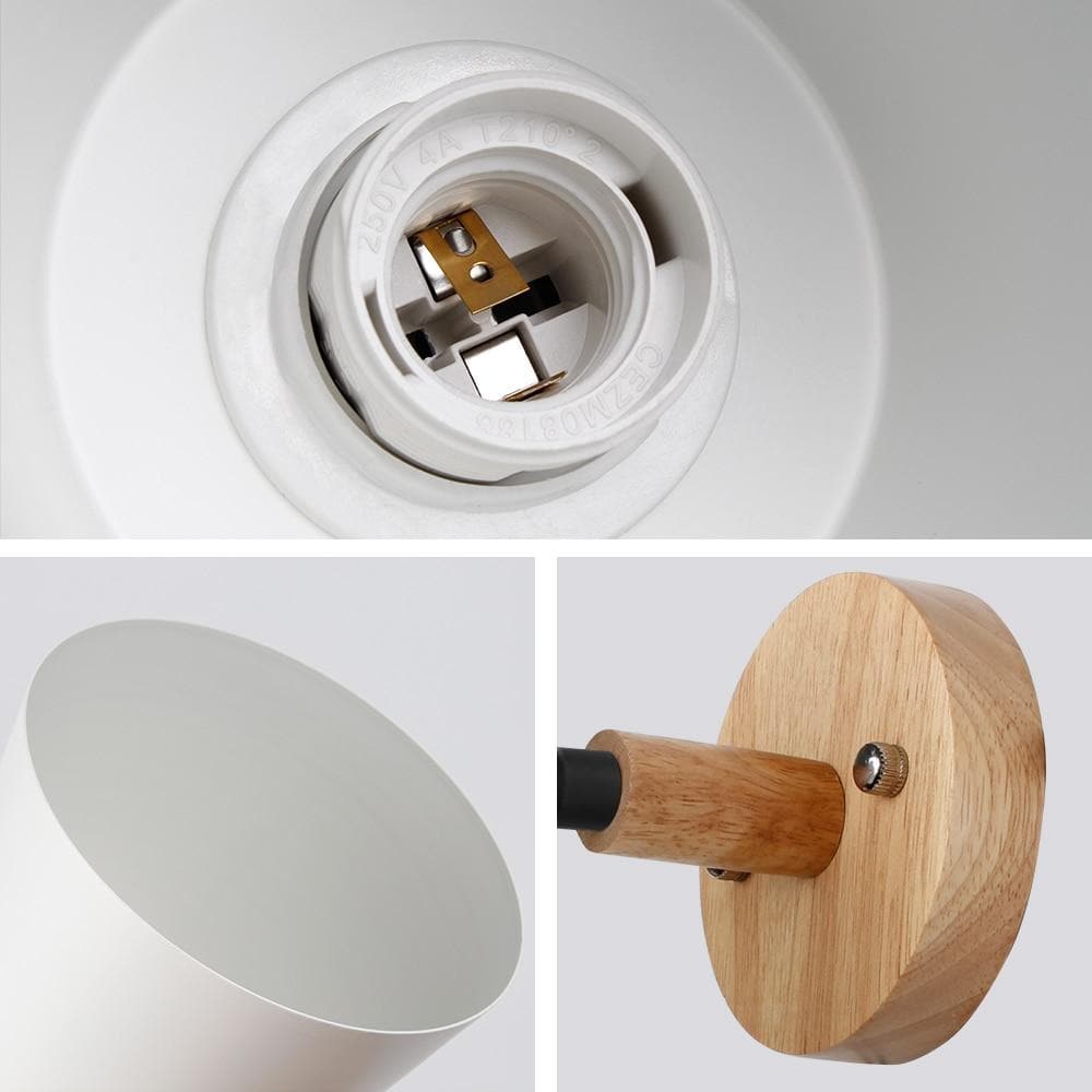 Lámpara de pared Norvia Devon – Pantalla metálica, acento de madera y interruptor de tracción